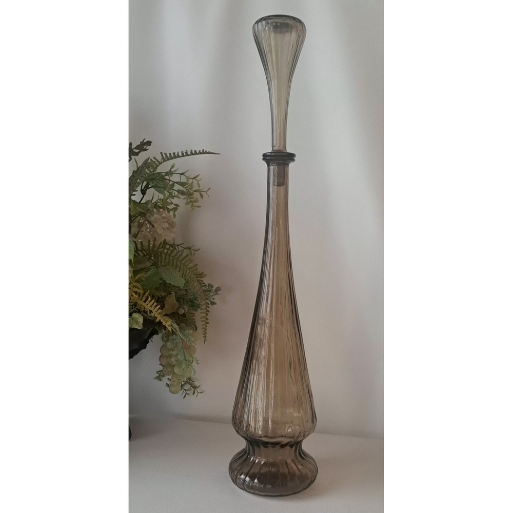 Vintage 26" Empoli Smokey Charcoal Rocket Genie Bottle W Stopper